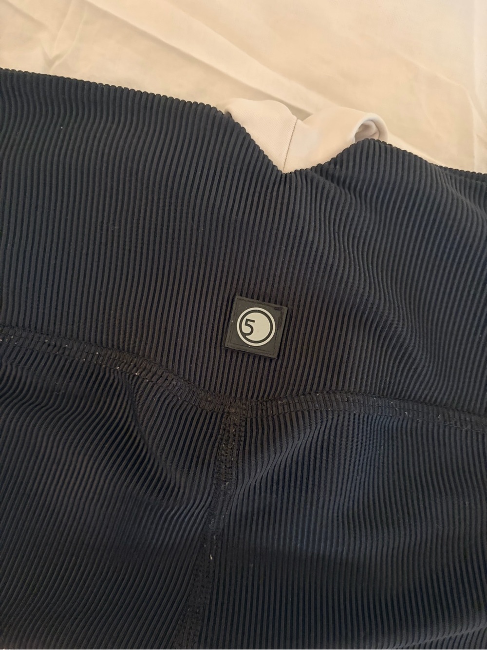 Five Dancewear Ribbed High-Waist Bike Shorts in Black With White Waistband